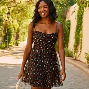 Autumn Adeigbo Ikat‎ Print Fit & Flare Mini Dress